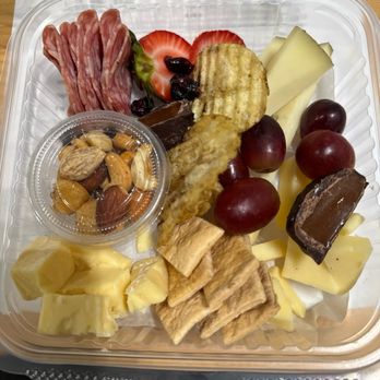 Spin the Bottle - Nice little cheese, meat and fruit box from Mingle and Graze for each of us - Beer, Wine & Spirits Near Me - Chandler, Arizona