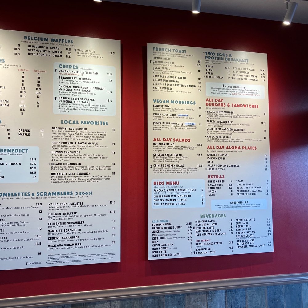 Stacks Pancake House - Wall menu - Breakfast & Brunch Near Me - Dana Point, California Stacks Pancake House - Wall menu - Breakfast & Brunch Near Me - Dana Point, California