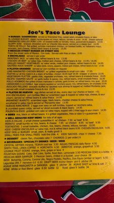 Menu photo 3 Joe's Taco Lounge & Salsa Mill Valley, CA