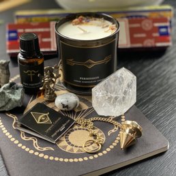 Permission candle, fall equinox essential oil, brass pendulum, moonstone, quartz, daily journal/planner, Permission candle, fall equinox essential oil, brass pendulum, moonstone, quartz, daily journal/planner,