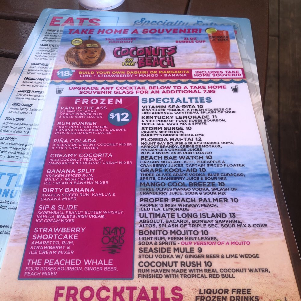 Coconuts On The Beach - Drink menu - Bars Near Me - Cocoa Beach, Florida Coconuts On The Beach - Drink menu - Bars Near Me - Cocoa Beach, Florida