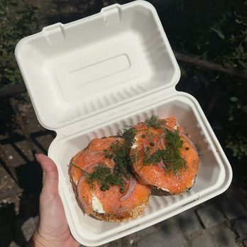 Apollo Bagels - Lox, capers, dill, onion on a sesame bagel toasted - Bagels Near Me - New York, New York