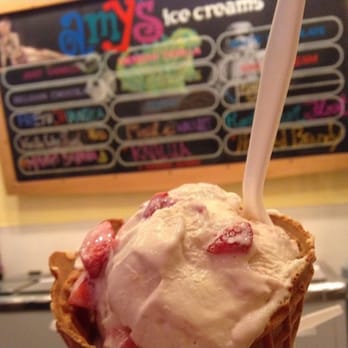 Amy's Ice Cream - Mexican vanilla with strawberries in a waffle cone! - Ice Cream & Frozen Yogurt Near Me - Austin, Texas Amy's Ice Cream - Mexican vanilla with strawberries in a waffle cone! - Ice Cream & Frozen Yogurt Near Me - Austin, Texas