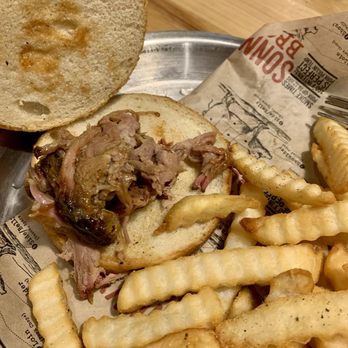 Sonny's BBQ - Pulled Pork Sandwich on the bun. - Barbeque Near Me - Bartow, Florida