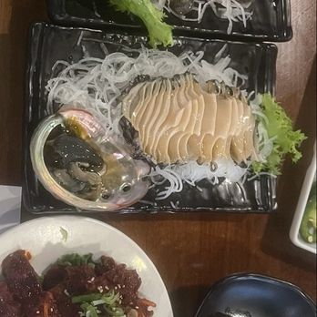 Venice Beach - Sea squirt, sea cucumber, abalone sashimi, fish liver and spicy marinated crab with cuttle fish salad - Seafood Near Me - Buena Park, California