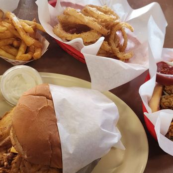 Joe Lee's Seafood Kitchen - Clockwise - fries, onion rings, oyster po boy, fried chicken sandwich - Seafood Near Me - Kemah, Texas Joe Lee's Seafood Kitchen - Clockwise - fries, onion rings, oyster po boy, fried chicken sandwich - Seafood Near Me - Kemah, Texas