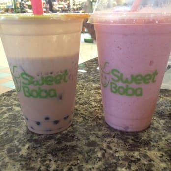 Sweet Boba - Strawberry milk tea with boba and a strawberry smoothie. - Coffee & Tea Near Me - Downey, California