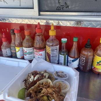 Skinny Tortuga - Look at the hot sauce choices- I went with Valentina (since it's Valentine's Day!) good stuff, to me not too hot kinda chili pepper sauce - Food Trucks Near Me - Homosassa, Florida Skinny Tortuga - Look at the hot sauce choices- I went with Valentina (since it's Valentine's Day!) good stuff, to me not too hot kinda chili pepper sauce - Food Trucks Near Me - Homosassa, Florida