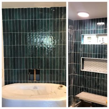 Nokaoi Home Maintenance Technicians - Teal color bath tile with stand alone tub - Handyman Near Me - Kapolei, Hawaii Nokaoi Home Maintenance Technicians - Teal color bath tile with stand alone tub - Handyman Near Me - Kapolei, Hawaii