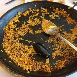 Dried rice stick the pan. Wish I took a photo of the plate before we scraped it onto our plates
