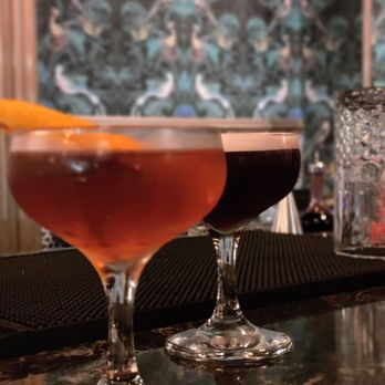 Bellhop - Espresso martini from the menu and some gin drink created by the bartender - Cocktail Bars Near Me - Orlando, Florida Bellhop - Espresso martini from the menu and some gin drink created by the bartender - Cocktail Bars Near Me - Orlando, Florida
