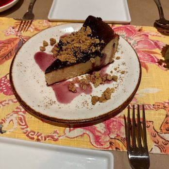 Ventuno - Torta di Formaggio - burnt ricotta cheesecake roasted concord grapes grape syrup. - Italian Near Me - Nantucket, Massachusetts
