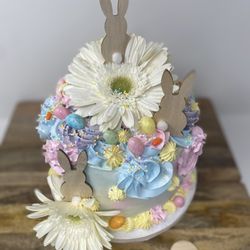 Adventure Cakes - Easter Italian meringue buttercream and fresh flowers.