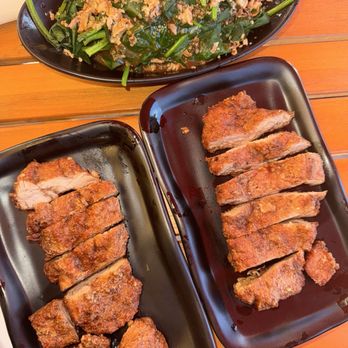 Flaming Ox - Pork chops, B4. Blanched Greens w/ Shallot - Taiwanese Near Me - San Jose, California