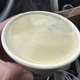 Half and half, cream of artichoke and green chile soup.