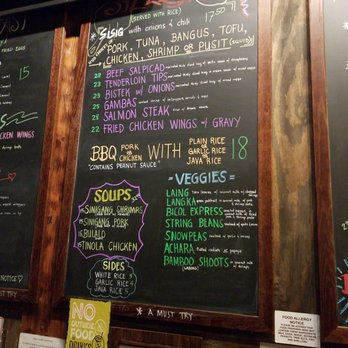 Mama Fina's - Partial view of the menu - Filipino Near Me - New York, New York Mama Fina's - Partial view of the menu - Filipino Near Me - New York, New York