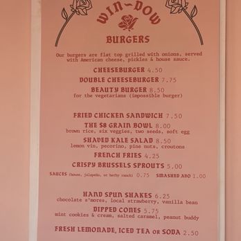 The Win-Dow Long Beach - menu - Burgers Near Me - Long Beach, California
