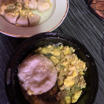 Nyam Sum Jamaican Cuisine - A teaspoon of ackee and saltfish with boiled dumplings - Caribbean Near Me - Central Islip, New York Nyam Sum Jamaican Cuisine - A teaspoon of ackee and saltfish with boiled dumplings - Caribbean Near Me - Central Islip, New York