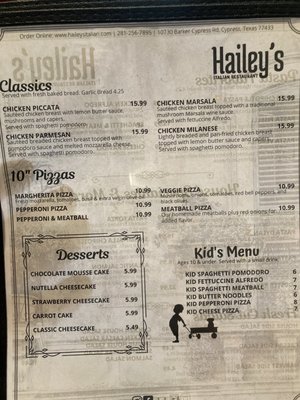 Menu photo 7 Hailey's Italian Restaurant Cypress, TX Menu photo 7 Hailey's Italian Restaurant Cypress, TX