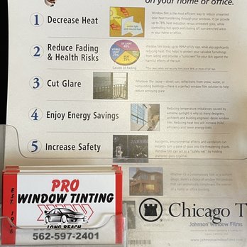 Pro Window Tinting - Business card on the front desk - Home Window Tinting Near Me - Long Beach, California