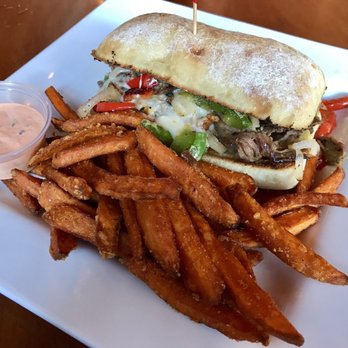 Auburn Alehouse - Tri-tip sandwich with sweet potato fries - BOMB! - American Near Me - Auburn, California Auburn Alehouse - Tri-tip sandwich with sweet potato fries - BOMB! - American Near Me - Auburn, California