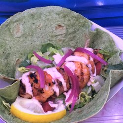 Joe Joe On The Go - Spicy Shrimp Taco - tangy seasoned jumbo shrimp with siracha sauce, lettuce, tomato & pickled onions