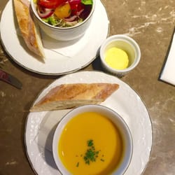 Simplylife Bakery Cafe - Soup (pumpkin) and salad of the day accompanied with sliced baguette