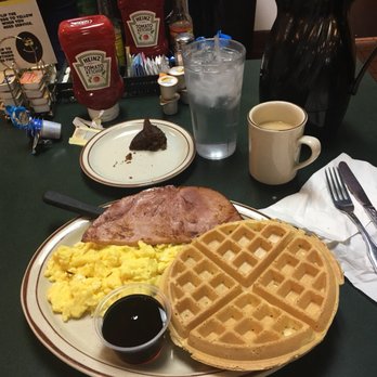 Egg Works - Waffle with ham and 2 scrambled eggs - Breakfast & Brunch Near Me - Las Vegas, Nevada Egg Works - Waffle with ham and 2 scrambled eggs - Breakfast & Brunch Near Me - Las Vegas, Nevada