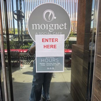 Moignet A Social Cafe - Entrance with operational hours - Bakeries Near Me - Las Vegas, Nevada Moignet A Social Cafe - Entrance with operational hours - Bakeries Near Me - Las Vegas, Nevada