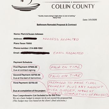 Bath Masters of Collin County - Written contract - General Contractors Near Me Bath Masters of Collin County - Written contract - General Contractors Near Me