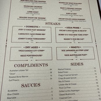 Oscar's Steakhouse - Menu - Steakhouses Near Me - Las Vegas, Nevada Oscar's Steakhouse - Menu - Steakhouses Near Me - Las Vegas, Nevada