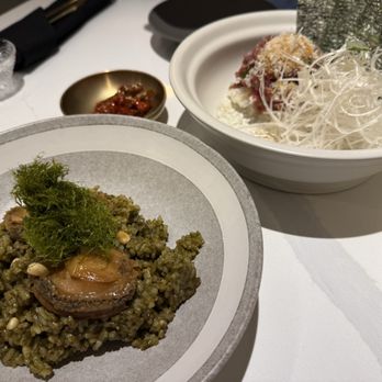 Jinmi - Abalone butter rice and beef tartare - Seafood Near Me - Vancouver, British Columbia