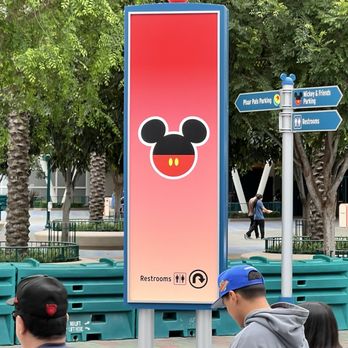 Mickey & Friends Parking Structure - Restrooms behind escalators - Parking Near Me - Anaheim, California