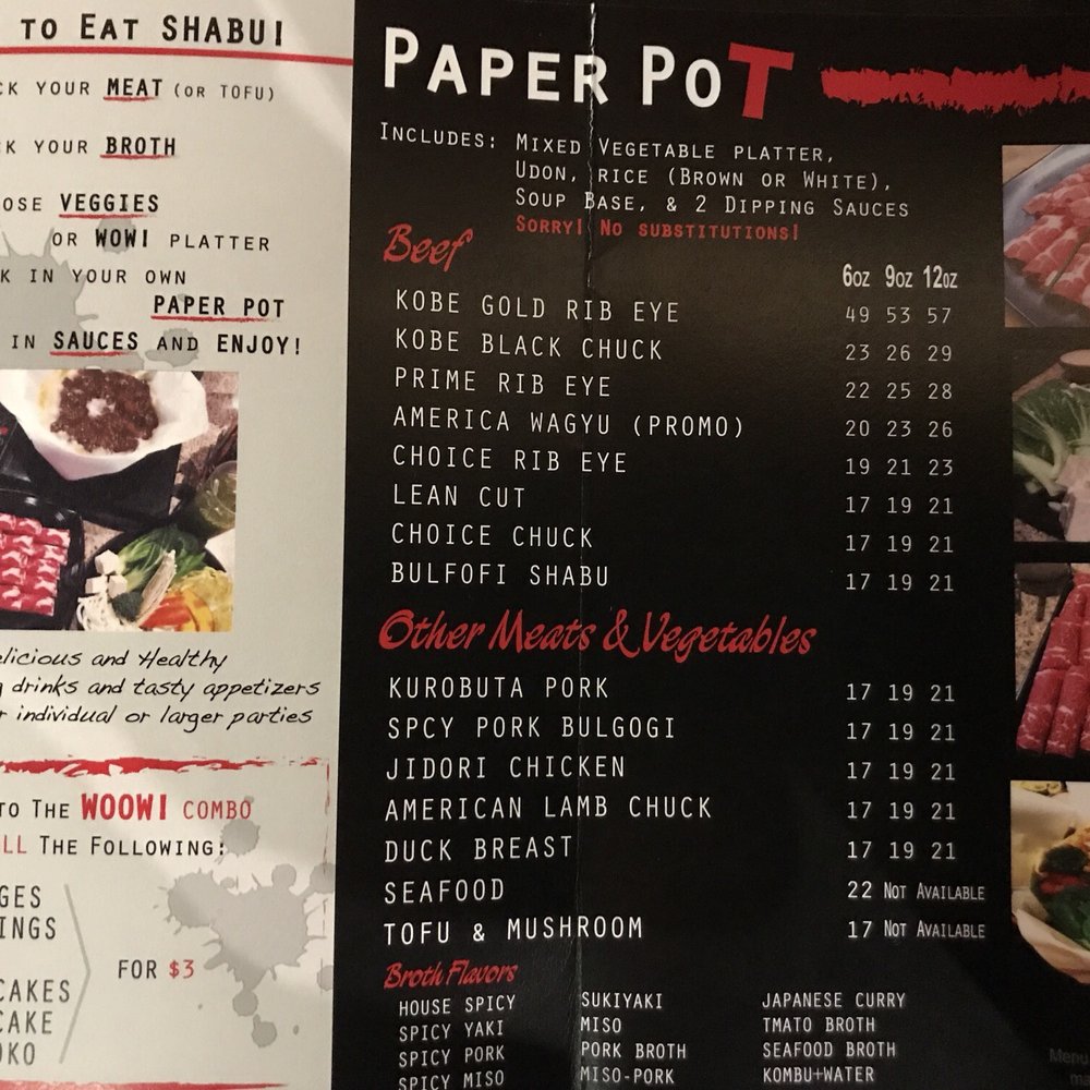 Paper Pot Shabu - Menu - Hot Pot Near Me - Diamond Bar, California Paper Pot Shabu - Menu - Hot Pot Near Me - Diamond Bar, California