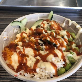 The Ono Poke - White rice, spicy salmon, edamame, cucumber, crab salad and lava sauce - Poke Near Me - Homewood, Alabama