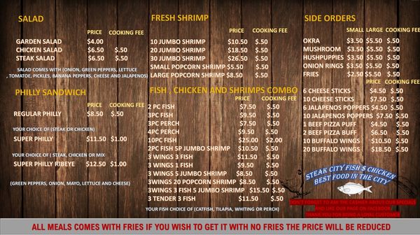 Menu photo 3 Steak City Fish & Chicken Anderson, IN Menu photo 3 Steak City Fish & Chicken Anderson, IN