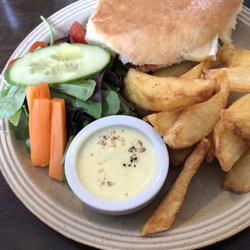 Bridge Cottage Cafe - Great sandwich of Brie and tomato served with chips and a salad.