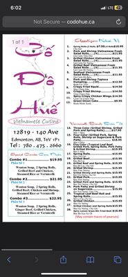 Menu photo 3 Cô Đô Hue Edmonton, AB Menu photo 3 Cô Đô Hue Edmonton, AB