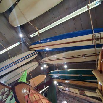 Surfing Museum Lighthouse Point - Inside (surfboards on the ceiling) - Landmarks & Historical Buildings Near Me - Santa Cruz, California