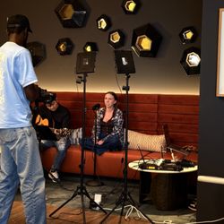Burke Music Academy - BTS Burke Music Academy music video recording featuring vocal student and guitarist.