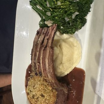 Nirvana by Chef Lindsay - Rack of lamb Yukon gold mash potato's and broccolini Pistachio Dijon Crusted Australian Rack of Lamb - Comfort Food Near Me - Laguna Beach, California Nirvana by Chef Lindsay - Rack of lamb Yukon gold mash potato's and broccolini Pistachio Dijon Crusted Australian Rack of Lamb - Comfort Food Near Me - Laguna Beach, California