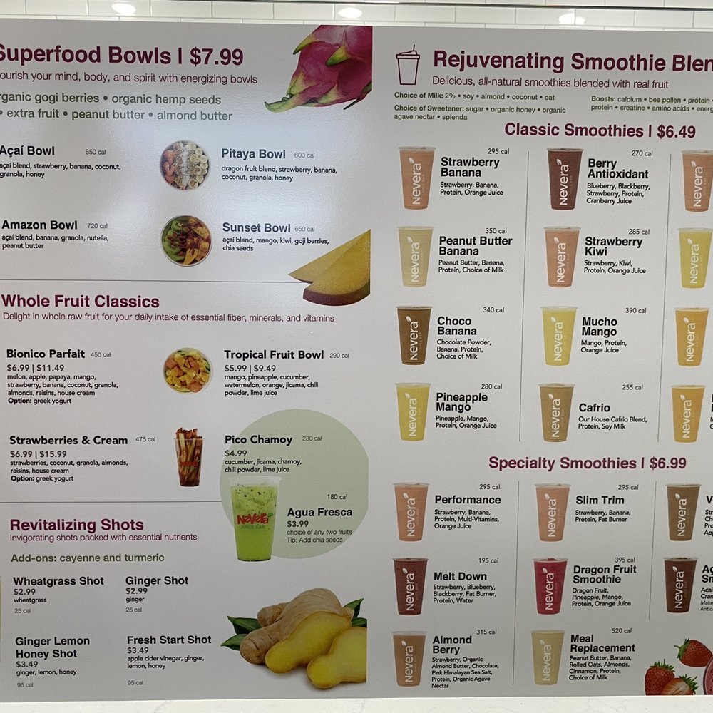 Nevera Juice Bar - Menu - Juice Bars & Smoothies Near Me - Whittier, California