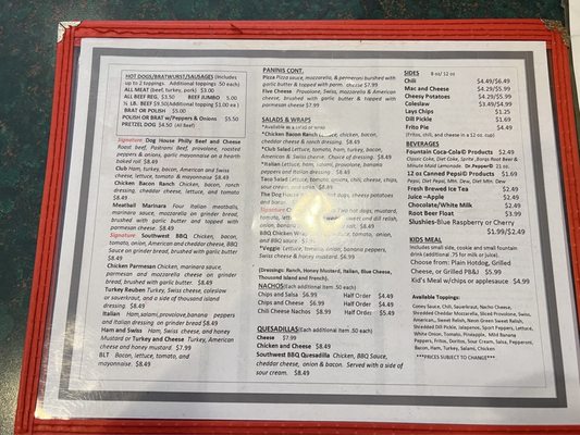 Menu photo 1 The Dog House Restaurant Tecumseh, MI Menu photo 1 The Dog House Restaurant Tecumseh, MI