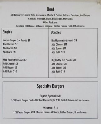Menu photo 1 Mad River Burger Bar Mad River, CA Menu photo 1 Mad River Burger Bar Mad River, CA