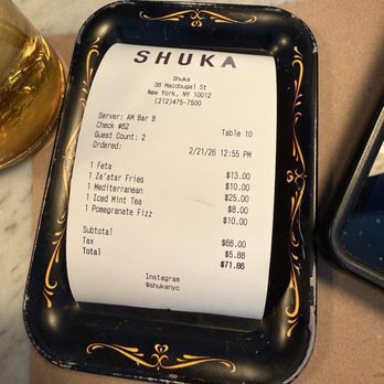 Shuka - Bill - Mediterranean Near Me - New York, New York Shuka - Bill - Mediterranean Near Me - New York, New York