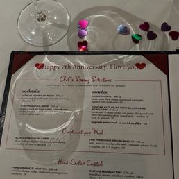 Anniversary Menu Anniversary Menu