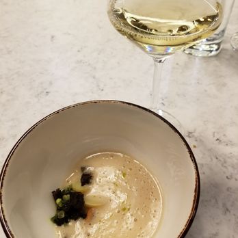 Whitebird - Course four, bland potato soup. The one major flavor miss. - New American Near Me - Chattanooga, Tennessee Whitebird - Course four, bland potato soup. The one major flavor miss. - New American Near Me - Chattanooga, Tennessee