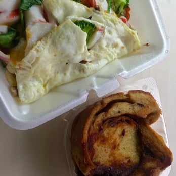 Afternoon Delight - Veggie omelet with krab meat and a side of raisin toast to go - American Near Me - Ann Arbor, Michigan Afternoon Delight - Veggie omelet with krab meat and a side of raisin toast to go - American Near Me - Ann Arbor, Michigan