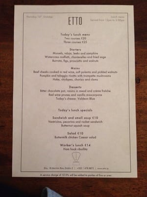 Menu photo 6 Etto Dublin, D