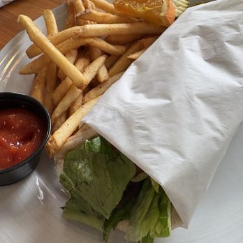 Odyssey World Cafe - Lamb gyro with fries. - Cafes Near Me - Paso Robles, California